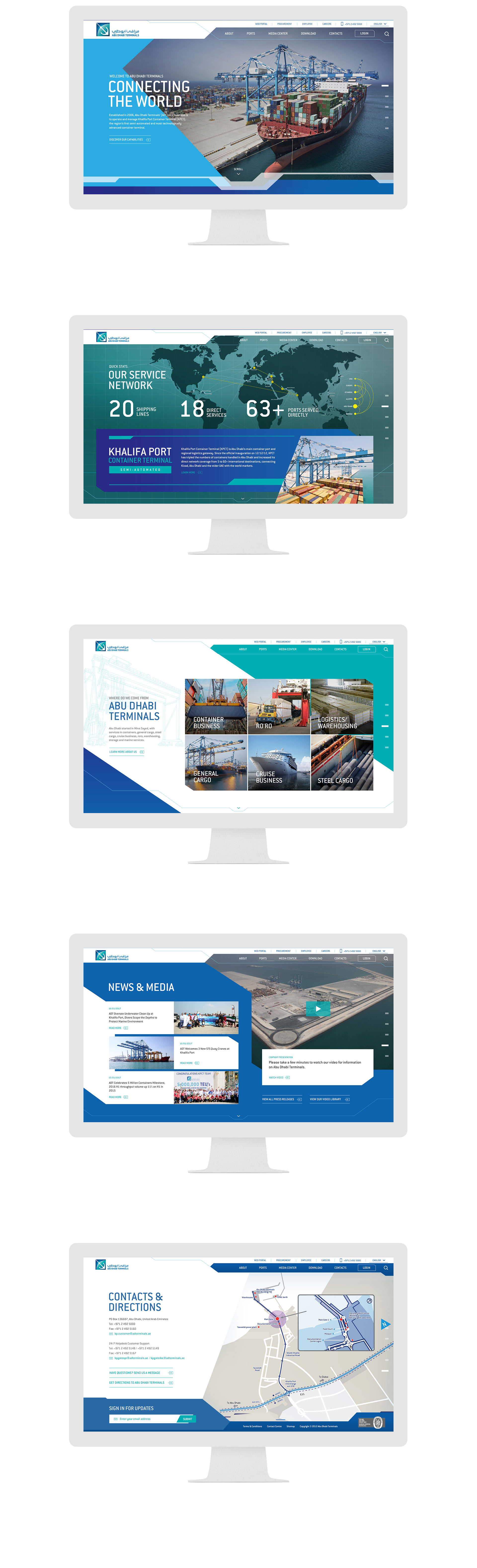 Abu Dhabi Terminals desktop website presentation