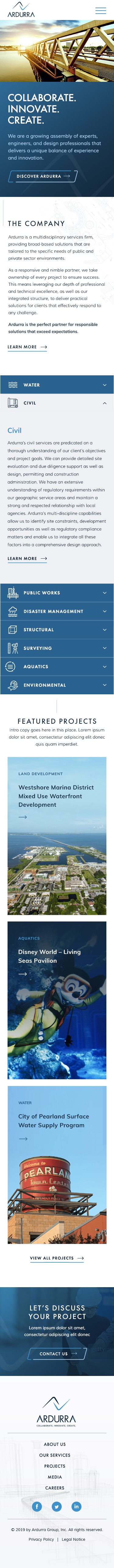 Ardurra mobile homepage redesign