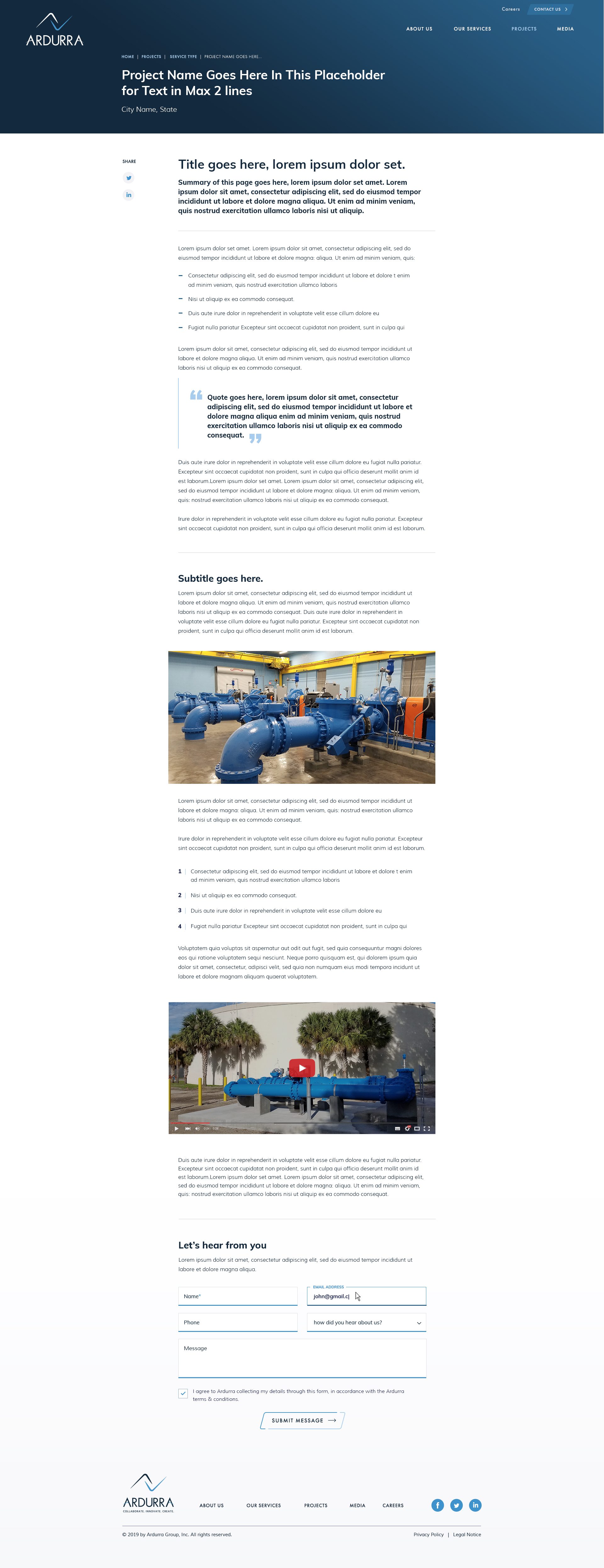 Ardurra project case study page redesign