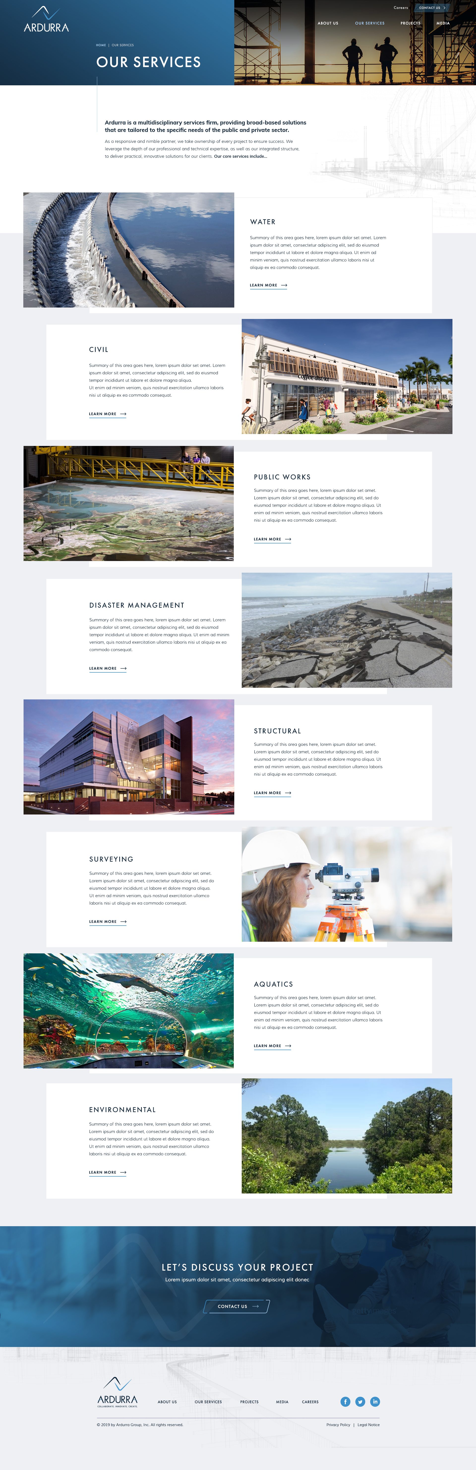 Ardurra services landing page redesign