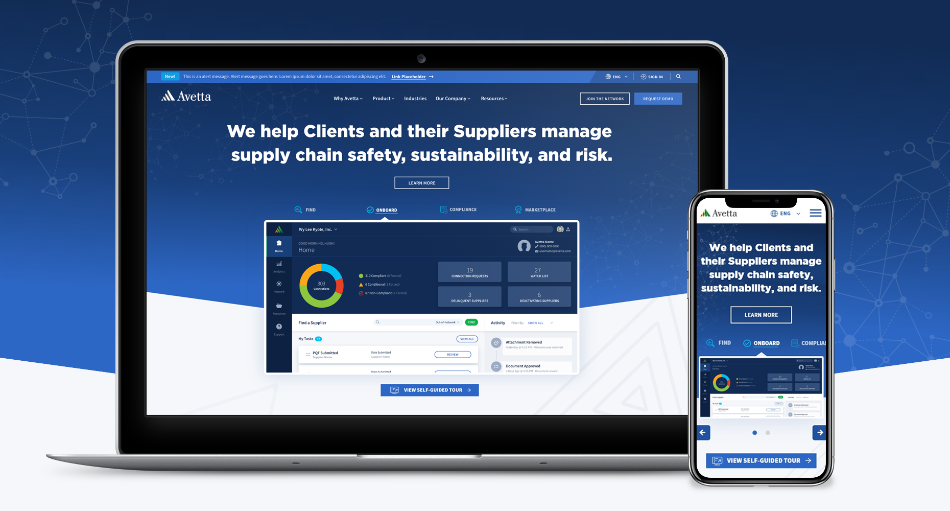 Avetta responsive website across desktop and mobile