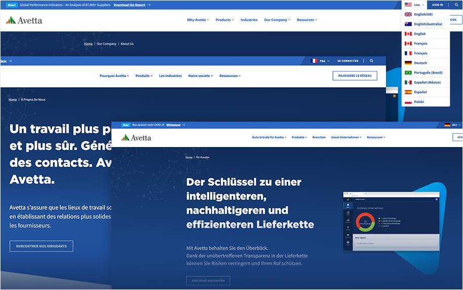 Avetta multilingual responsive layouts