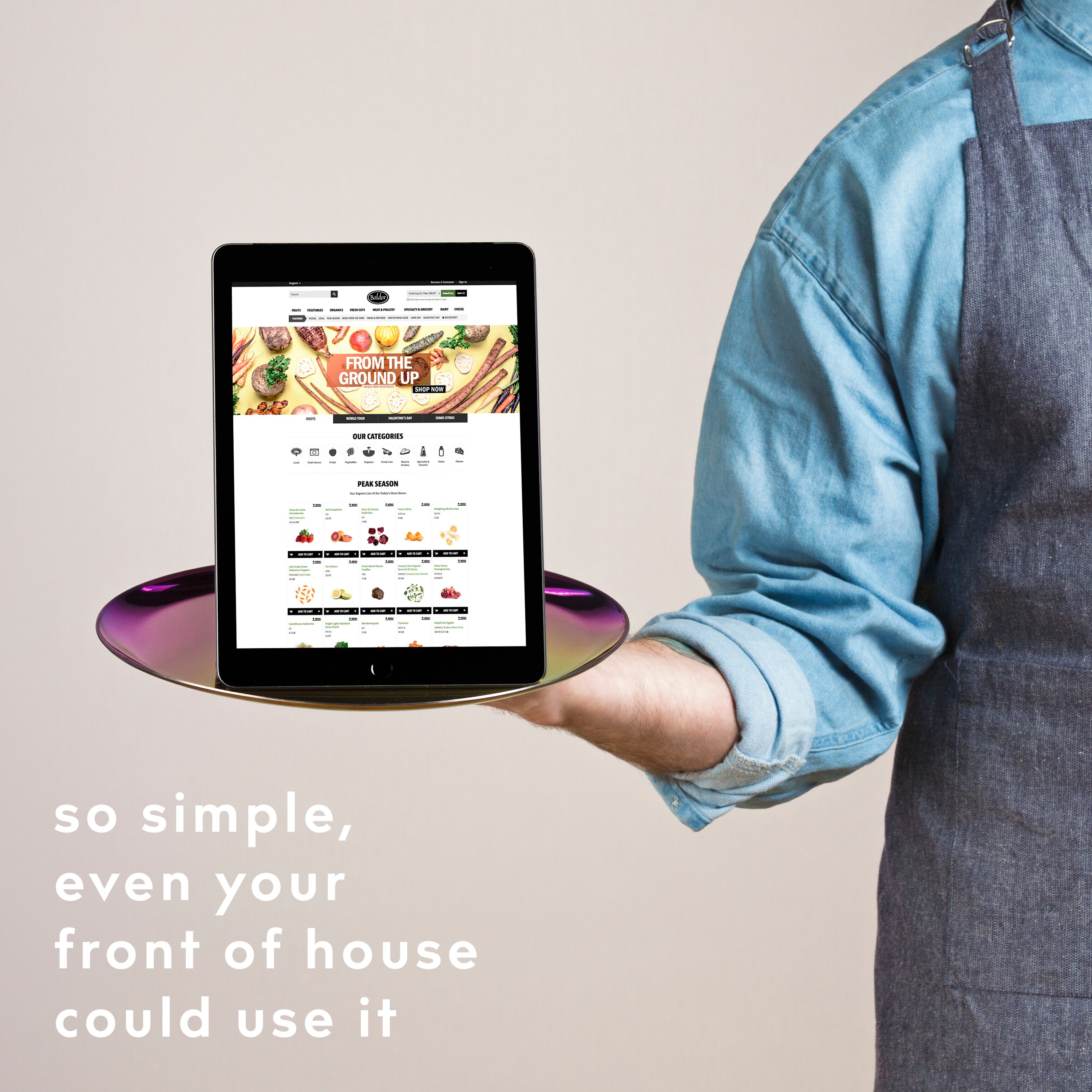 Baldor Food responsive shopping platform campaign visual