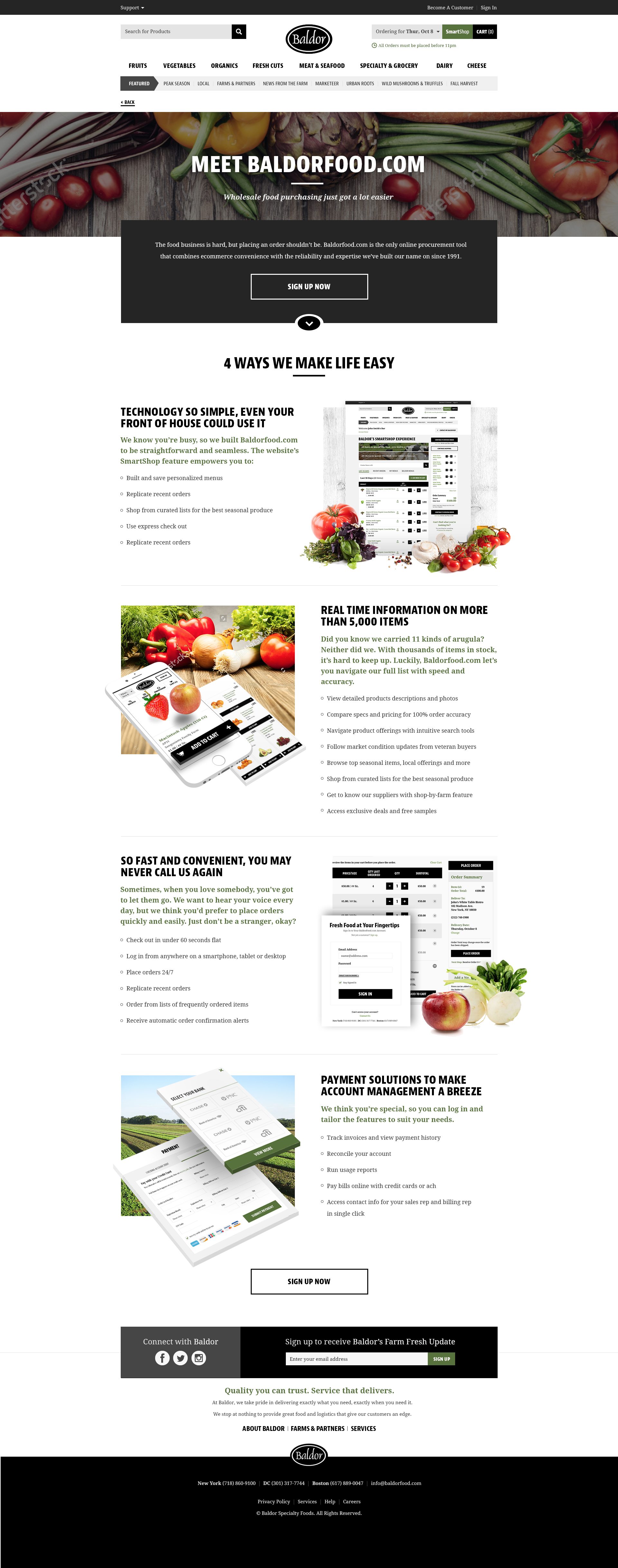 Baldor Food conversion-focused landing page design