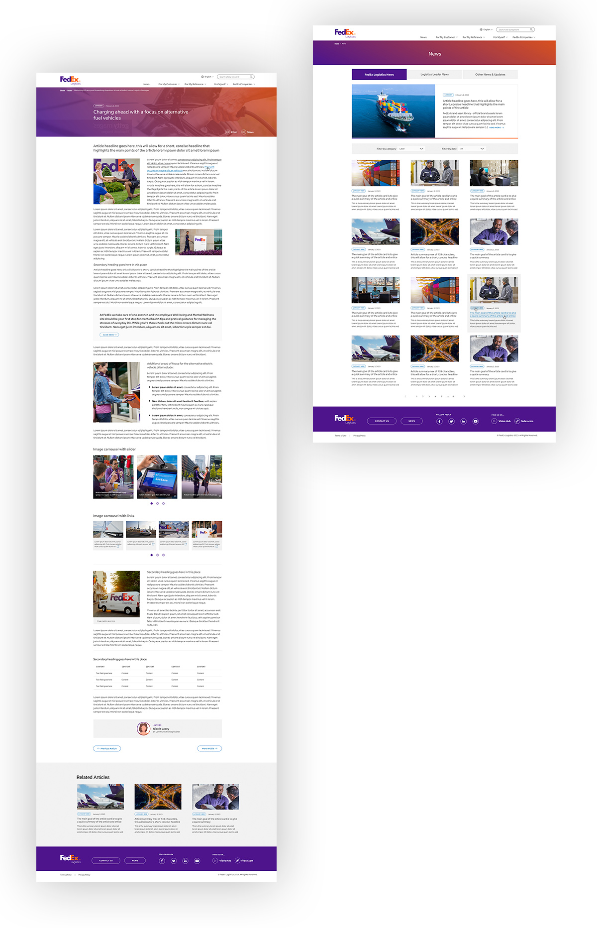 FedEx Logistics intranet layouts