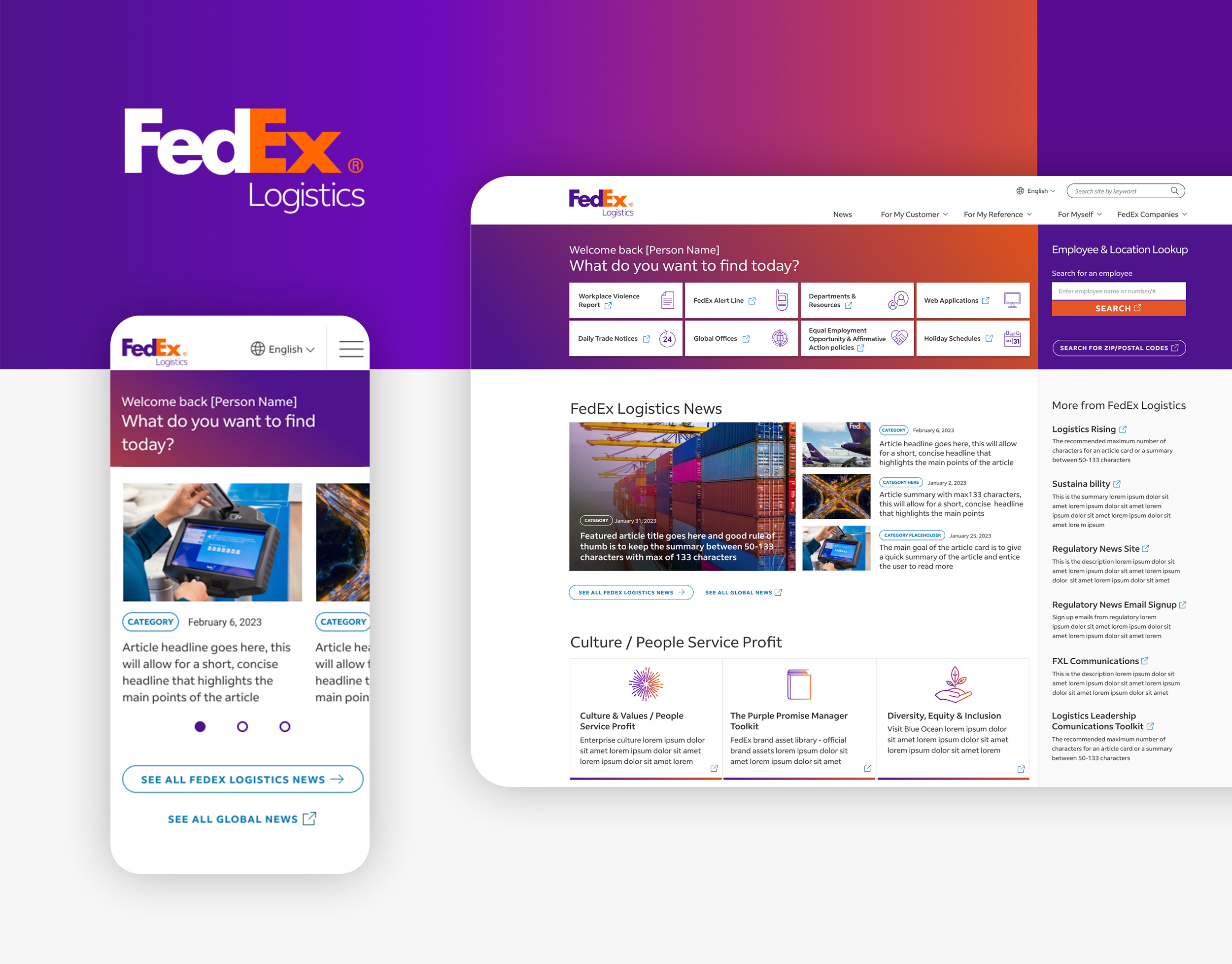 FedEx Logistics intranet detail